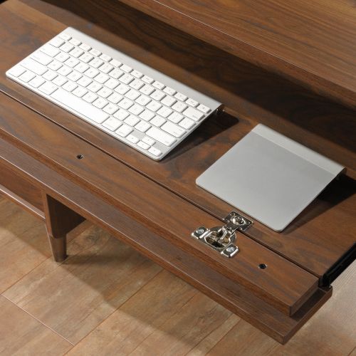 Teknik Office Clifton Place Executive Desk with Grand Walnut Effect Finish Flip Down Keyboard Shelf Two File Drawers and Solid Wooden Feet