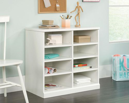 Teknik Office Craft Open Storage Cabinet in a White Finish with six adjustable shelves
