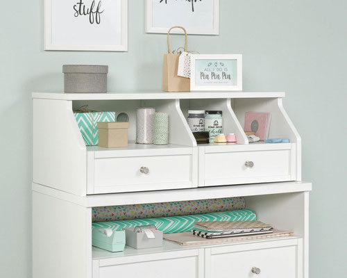 Teknik Office Craft Organiser Hutch in a White Finish with cubbyhole shelving