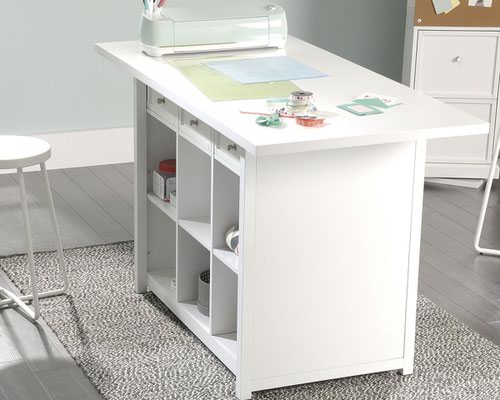 Teknik Office Craft Work Table / Island in a Soft White Finish with  spacious melamine work surface | 5421420 | Teknik