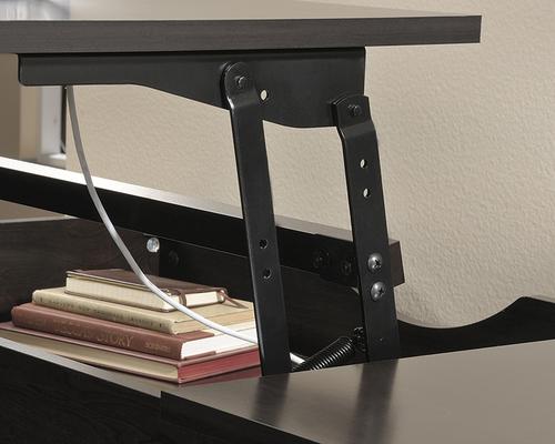 Teknik Office Sit Stand Desk Jamocha Wood Left Side Desktop Lifting | 5422378 | Teknik