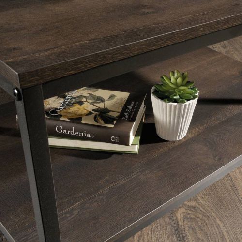 Teknik Office Industrial Style Coffee Table Smoked Oak EffectSmoked Oak Effect Durable Black Metal Frame Open Shelving | 5423025 | Teknik