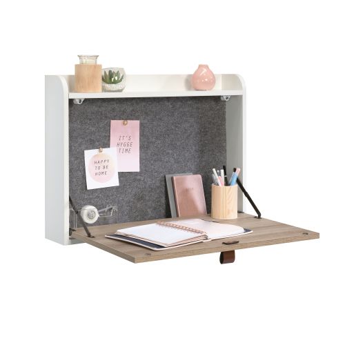 Avon Space Saving Wall Desk White with Sky Oak Finish - 5423547