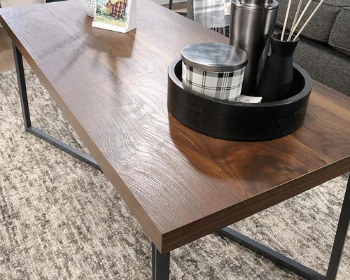 Teknik Office Canyon Lane Coffee Table Brew Oak finish Sturdy 1.5 inch top and powder coated metal base