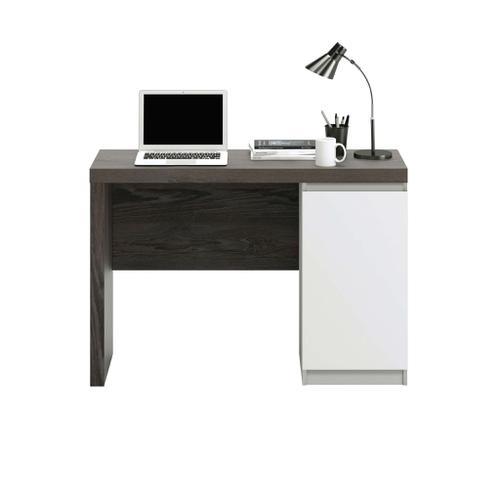 The Teknik Office Hudson Chunky Desk in in Charcoal Ash finish and Pearl Oak Accents is a simple and stylish desk, showing off chic colours contrasting beautifully, it is sure to stand out, wherever you place it! This desk is perfect for a limited space area, offering ample room for all your office essentials like your laptop, folders, collection of notepads and an accent lamp. It is a strong yet lightweight construction so it can be moved into position with ease and it also features a height adjustable shelf hidden behind a door for flexible storage options. 