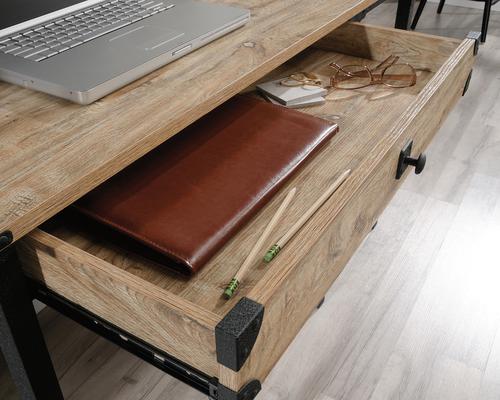 Teknik Office Steel Gorge Desk Milled Mesquite effect finish