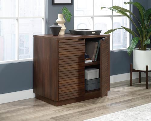 Teknik Office Elstree Storage Cabinet in Spiced Mahogany finish with stylish louvre-style detailing | 5426909 | Teknik