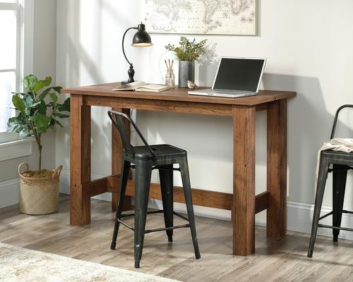 Teknik Office Counter Height Work Bench Vintage Oak Effect Finish Accommodates up to 4 people