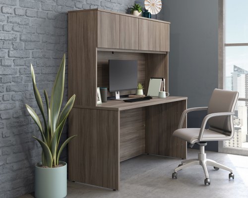 The Teknik Office Affiliate 1500 Hutch is our functional and commercial style option for all manner of colour schemes and work spaces.  This hutch offers a very durable and efficient solution for creating additional storage for your office needs, keep your current Affiliate desk clutter free. It comes with a handy grommet hole for easy cord management and has hidden storage behind two sets of double doors, ideal for folders, books and notepads. Beautifully finished in a Hudson Elm effect, this is a perfect match for current Affiliate desking codes:5427415 and 5427424.  There are also other matching cupboards, desks, hutches and bookcases within the Affiliate range which will complement this item.