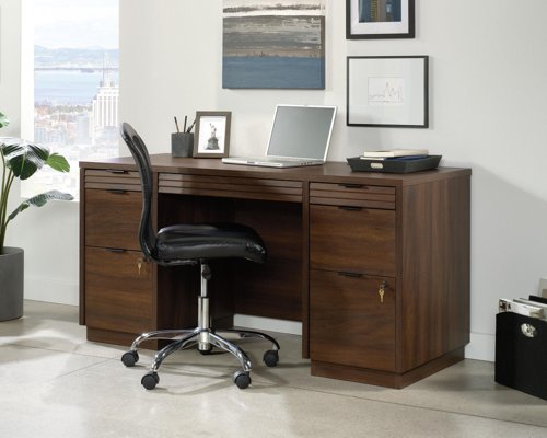 Teknik Office Elstree Credenza Desk  in Spiced Mahogany