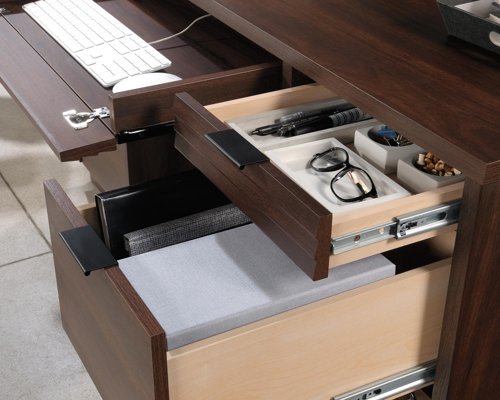 Teknik Office Elstree Credenza Desk  in Spiced Mahogany