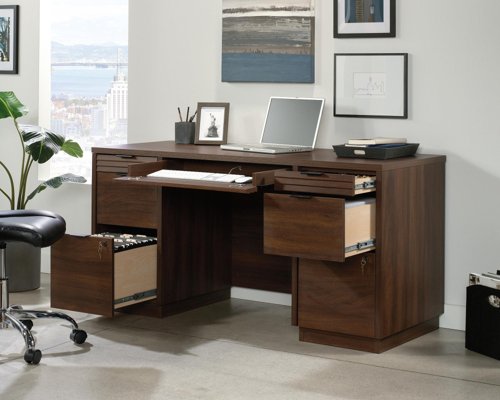Teknik Office Elstree Credenza Desk  in Spiced Mahogany