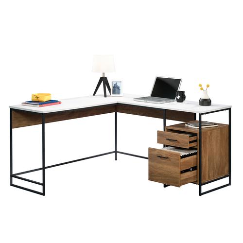 Teknik Office Moderna L-Shaped desk Sindoori Mango and White Accents | 5427968 | Teknik