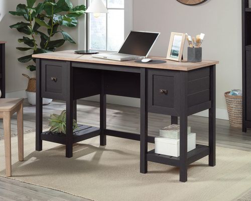 Teknik Office Shaker Style Desk in Raven Oak & Lintel Oak Accents