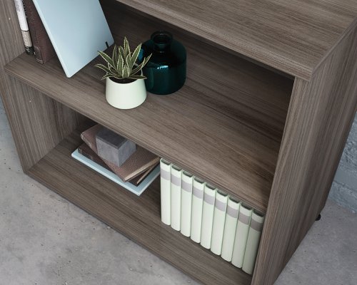 Teknik Office Affiliate 2 Shelf Bookcase in a Hudson Elm effect finish, display storage with one adjustable shelf | 5431916 | Teknik