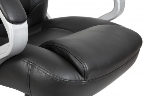 The Teknik Office Lumbar Massage executive chair is upholstered in a supple black faux leather with a mains operated massage function focussed on the lumbar region. Ideal for those wishing to enjoy a relaxing massage in their working hours. This chair also features padded upholstery, padded arms in gun metal, matching capped base and other executive features such as a seat height adjustment and reclining function with tilt tension. Sit back and relax in this 8 hour a day, 115kg rated massage chair.