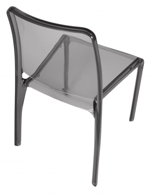 It doesn't come any tougher or more versatile that the Teknik Office Clarity chair Translucent in appearance almost like glass we can assure you that the delicate look of it does not match the durability Designed by Roberto Cantarutti this is a single piece stacking design suitable for severe use and tested to level EN1022/10728/157373. You can throw this from a 30 foot wall and the chair would be fine - if that is how you want to treat it in your work or leisure time anyway Thanks to its modern and iconic design this chair is suitable for all contract environments and public areas. Sold in packs of 4 and available in Smoked Clear Black or White finish feel free to throw them all off a building and then sit on them afterwards totally unscathed