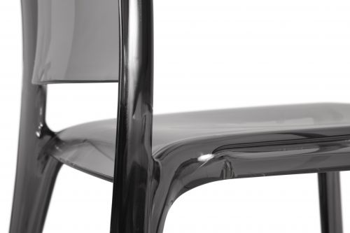 It doesn't come any tougher or more versatile that the Teknik Office Clarity chair Translucent in appearance almost like glass we can assure you that the delicate look of it does not match the durability Designed by Roberto Cantarutti this is a single piece stacking design suitable for severe use and tested to level EN1022/10728/157373. You can throw this from a 30 foot wall and the chair would be fine - if that is how you want to treat it in your work or leisure time anyway Thanks to its modern and iconic design this chair is suitable for all contract environments and public areas. Sold in packs of 4 and available in Smoked Clear Black or White finish feel free to throw them all off a building and then sit on them afterwards totally unscathed