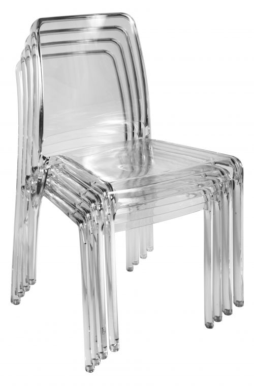 Teknik Office Clarity Clear Stackable Translucent Polycarbonate Chair Sold In Packs Of 4