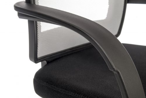 The Teknik Office Star Mesh White backed chair with a durable black fabric padded seat and fixed nylon fixed arm rests is a fantastic entry level chair for all home and work office surroundings. It has an aerated backrest gas lift seat height adjustment with recline function and tilt tension to make this a great addition for all tastes. Durable for part time work up to 3 hours a day and rated to 90kg. This chair has a smart chrome base included and is also available in Blue or Black mesh backed fabric.