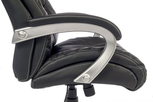Teknik Office Siesta Black Luxury Leather Look Executive Chair Padded Armrests Matching Capped Five Star Base