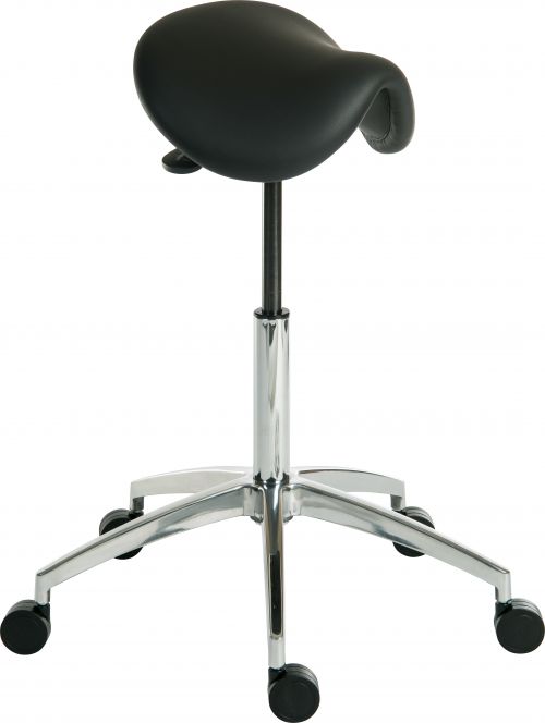 Teknik Office Perch Black Sit/Stand Height Adjustable Stool Pyramid Shaped Aluminium Five Star Base