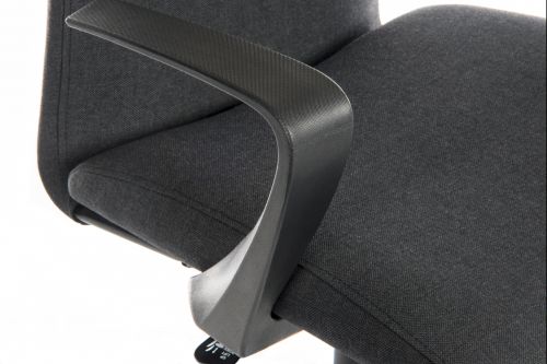 Teknik Office Work Chair In Grey Fabric Black Nylon Fixed Armrests and Black Nylon Pyramid Style Base