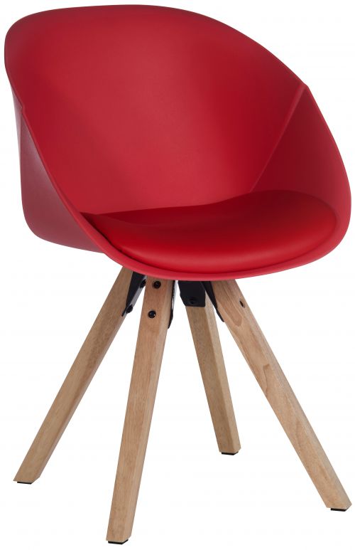 Teknik Office Red Pyramid Padded Tub Chair Soft Polyurethane and PU Fabric with Wooden Oak Legs Available in Black Red or White Packs of 2