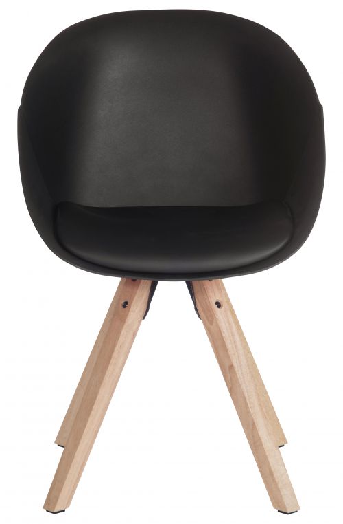 Teknik Office Black Pyramid Padded Tub Chair Soft Polyurethane and PU Fabric with Wooden Oak Legs Available in Black Red or White Packs of 2 | 6947BLACK | Teknik