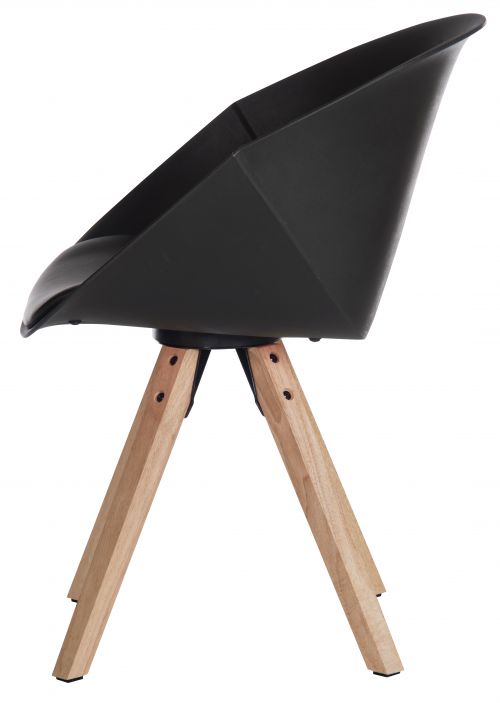 Teknik Office Black Pyramid Padded Tub Chair Soft Polyurethane and PU Fabric with Wooden Oak Legs Available in Black Red or White Packs of 2