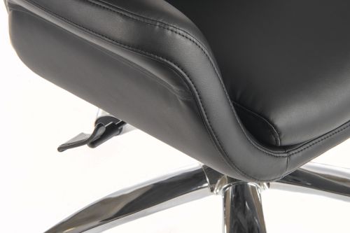 12473TK | The Teknik Office Ambassador High Executive Chair in Black is our luxurious reclining leather look upholstery offering for those that wish for a unique managerial chair that's as comfortable as it is stylish. It features an independent recline function on the backrest and seat which benefits from an infinite locking system. It also has an integrated padded headrest with a pronounced lumbar cushion. The gull wing armrests and smart swivel chrome base complete the look. This chair is great for home or work office use for up to 8 hours a day and is rated to 150kg.