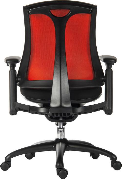 12396TK - Rapport Mesh Back Executive Office Chair with Fabric Seat Red/Black - 6964RED