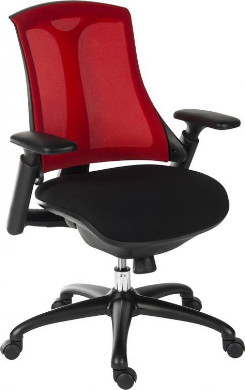 Rapport Mesh Back Executive Office Chair with Fabric Seat Red/Black - 6964RED Teknik