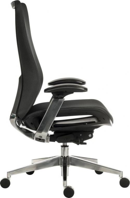 12389TK | The Teknik Office Quantum Black luxury mesh backed office chair is our practical, yet smart and stylish solution, suitable to fit a multitude of environments in the home or working office. It's easy to assemble & simple to use without compromising on features or comfort. It has a simple recline and height adjust lever and padding in all the right places! The components are brushed aluminium which means it is as resilient as it is stylish. The arms are height adjustable and padded, they can also be adjusted towards or away from you to increase the ergonomics for your comfort.  You can obtain this chair in Black or White contrasting frame for even more versatility in your desired decoration scheme.