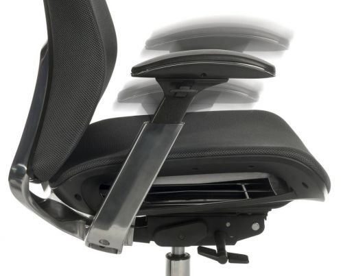 Teknik Office Quantum Black Executive Chair Breathable Mesh Backrest Multi-Adjustable Padded Armrests