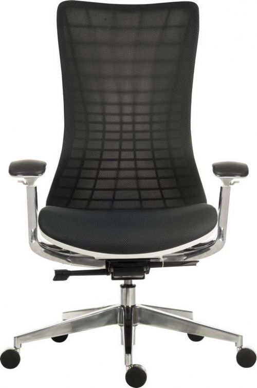 Teknik Office Quantum White Executive Chair Breathable Mesh Backrest Multi-Adjustable Padded Armrests