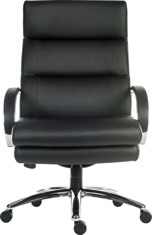 Teknik Office Samson Heavy duty black leather look executive chair with matching padded armrests and sturdy nylon base.