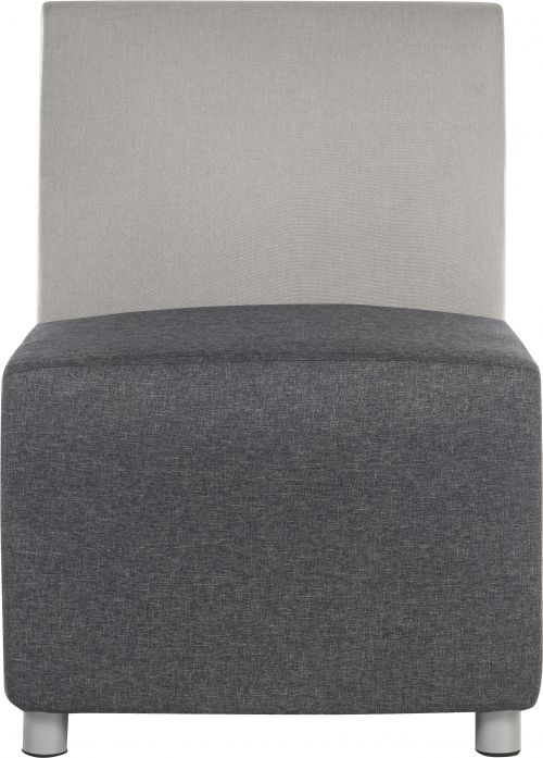 12249TK | The Teknik Office Cube Modular Armchair is our elegant and uncomplicated reception armchair in two tone neutral grey fabric with smart matching metal feet. It is has a comfortable cushioned dark grey seat and contrasting light grey padded backrest which is pleasing to look at and super for relaxing in . This chair base requires limited assembly and is fully configurable to suit your reception or waiting area, no matter what the size. It has the option to add arms either side, these arms can also include a discreet USB port if required, perfect for your visitors to charge their electrical devices in while they wait. 