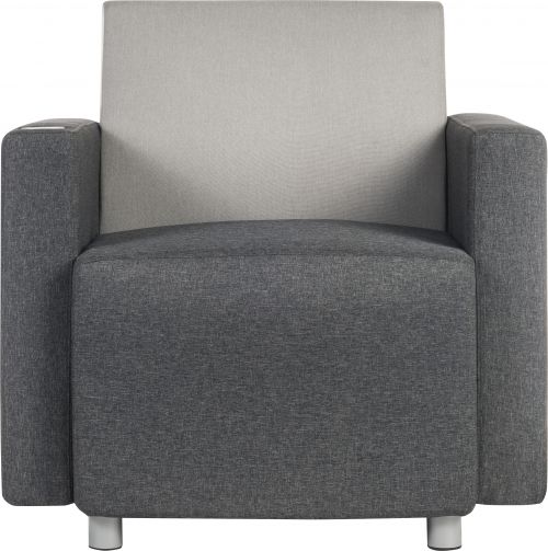 Teknik Office Right Hand Specific Cube Modular Reception chair arm in Grey fabric with inbuilt discreet USB port | 6972R | Teknik