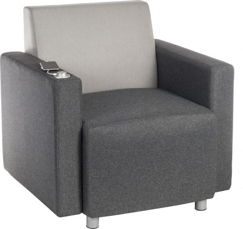 Teknik Office Cube Modular Reception chair base in Grey fabric with metal feet and optional arms
