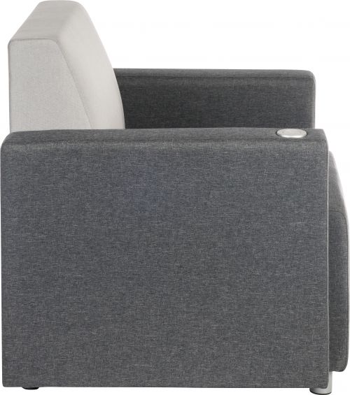 Teknik Office Right Hand Specific Cube Modular Reception chair arm in Grey fabric with inbuilt discreet USB port