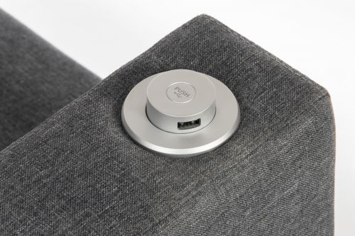 Cube Modular Fabric Armrest with USB Left Arm Only Dark Grey - 6972L Teknik
