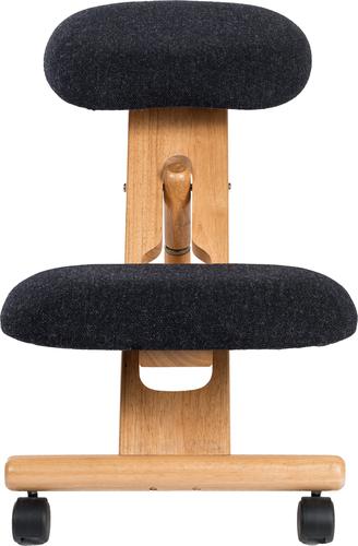 The Teknik Office Kneeling stool is our classic designed wooden framed kneeling stool. It has matching charcoal coloured kneeler and seat cushions which is perfect to blend in with all interiors, tastes and environments.  This kneeler chair encourages a more ergonomic posture and distributes the users weight across the body more evenly than a standard chair. Ideal for light  office use, the seat height and angle can be adjusted with ease. This stool has a suggested maximum user weight of 90kg and is great for up to 3 hours a day.