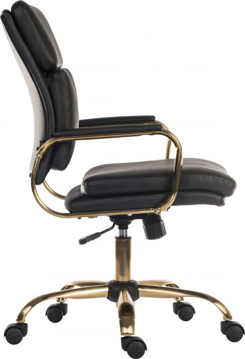 Teknik 6975 Vintage Exec Office Chair Black Heath Look and Brass Effect