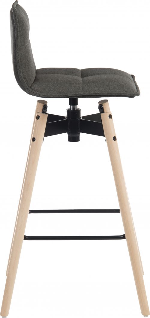Teknik Office Spin Barstool with grey fabric upholstery and light wood effect legs | 6977GREY | Teknik