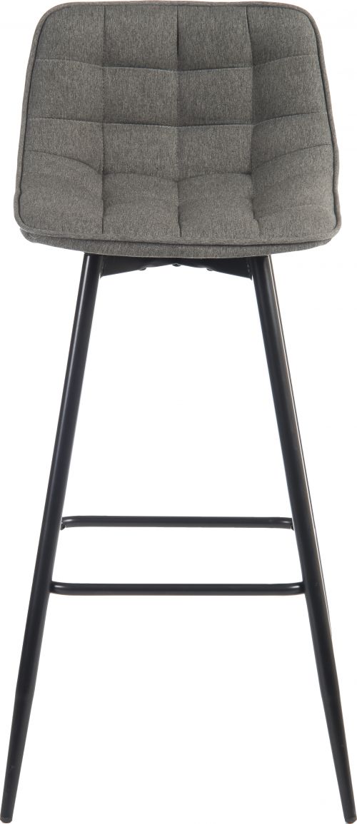 Teknik Office Quilt Barstool with padded grey fabric upholstery and black powder coated metal legs | 6978GREY | Teknik