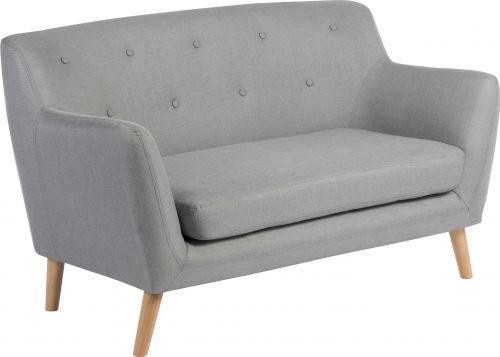 Teknik Office Skandi 2 seater sofa in grey fabric, button detailed back and wooden feet