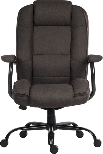Teknik Office Goliath Duo Heavy Duty Bark Brown Fabric Executive Office Chair with matching padded armrests and generous seat measurements