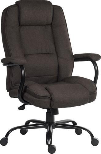 Teknik Office Goliath Duo Heavy Duty Bark Brown Fabric Executive Office Chair with matching padded armrests and generous seat measurements