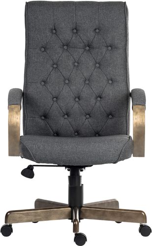 The Teknik Office Warwick Grey Fabric is our traditional styled executive chair, a fabulous match for all home and office interiors. With its smart driftwood effect base, genuine button tufted backrest, matching padded armrests and smart and sleek upholstery, its ideal for all users' tastes. It also features a gas seat height adjustment and easy-tilt reclining function. It is great for use for up to 8 hours a day and rated up to 115kg.